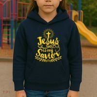 Jesus Is My Savior Cross Christian Kids Hoodie thumb 3