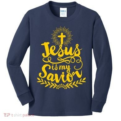 Jesus Is My Savior Cross Christian Kids Long Sleeve Shirt