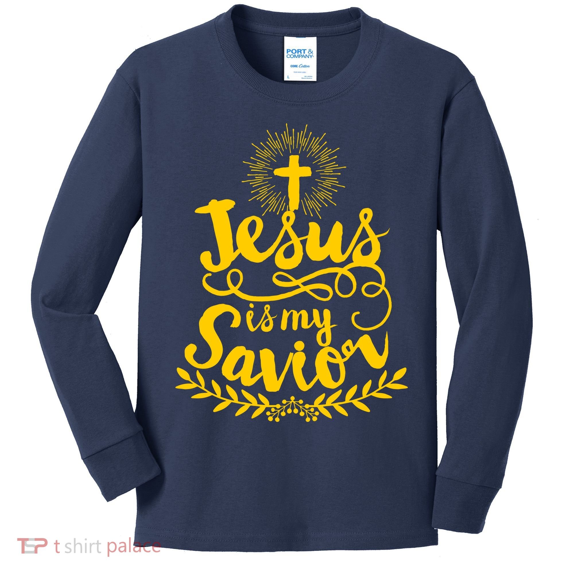 Jesus Is My Savior Cross Christian Kids Long Sleeve Shirt