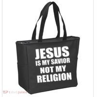 Jesus Is My Savior Not My Religion Tote Bag thumb 2