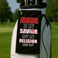 Jesus Is My Savior Not Religion Golf Towel thumb 2
