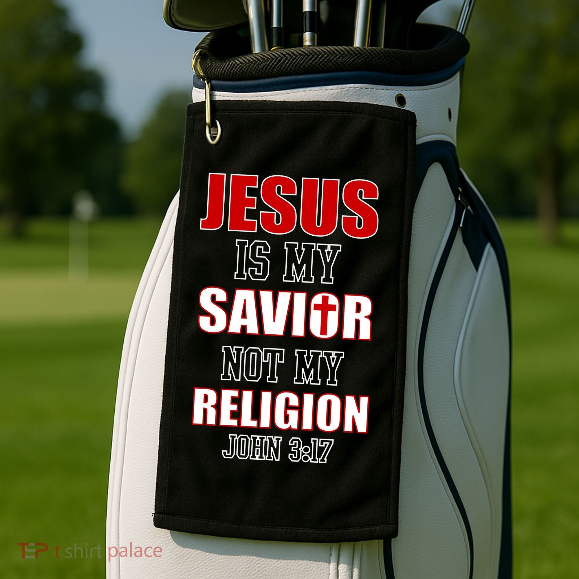 Jesus Is My Savior Not Religion Golf Towel