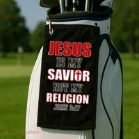 Jesus Is My Savior Not Religion Golf Towel thumb 2