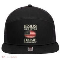 Jesus Is My Savior Trump Is My President 7 Panel Mesh Trucker Snapback Hat thumb 0