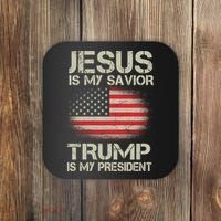 Jesus Is My Savior Trump Is My President Coaster thumb 0