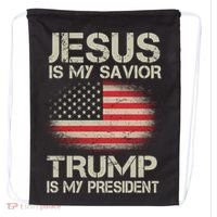Jesus Is My Savior Trump Is My President Drawstring Bag thumb 0