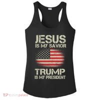 Jesus Is My Savior Trump Is My President Ladies PosiCharge Competitor Racerback Tank thumb 0