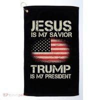 Jesus Is My Savior Trump Is My President Golf Towel thumb 0
