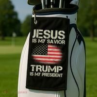 Jesus Is My Savior Trump Is My President Golf Towel thumb 2