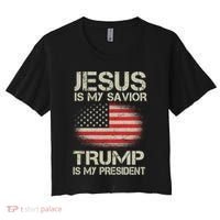 Jesus Is My Savior Trump Is My President Women's Crop Top Tee thumb 0