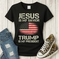 Jesus Is My Savior Trump Is My President Women's T-Shirt thumb 3