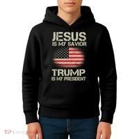 Jesus Is My Savior Trump Is My President Kids Hoodie thumb 4