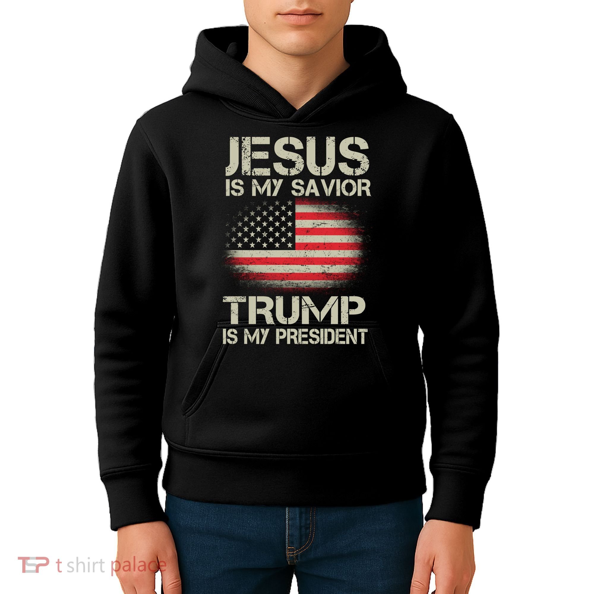 Jesus Is My Savior Trump Is My President Kids Hoodie