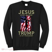 Jesus Is My Savior Trump Is My President American Cross Sweatshirt thumb 0