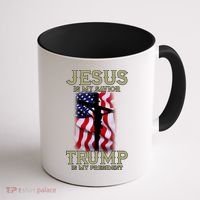 Jesus Is My Savior Trump Is My President American Cross Coffee Mug thumb 1