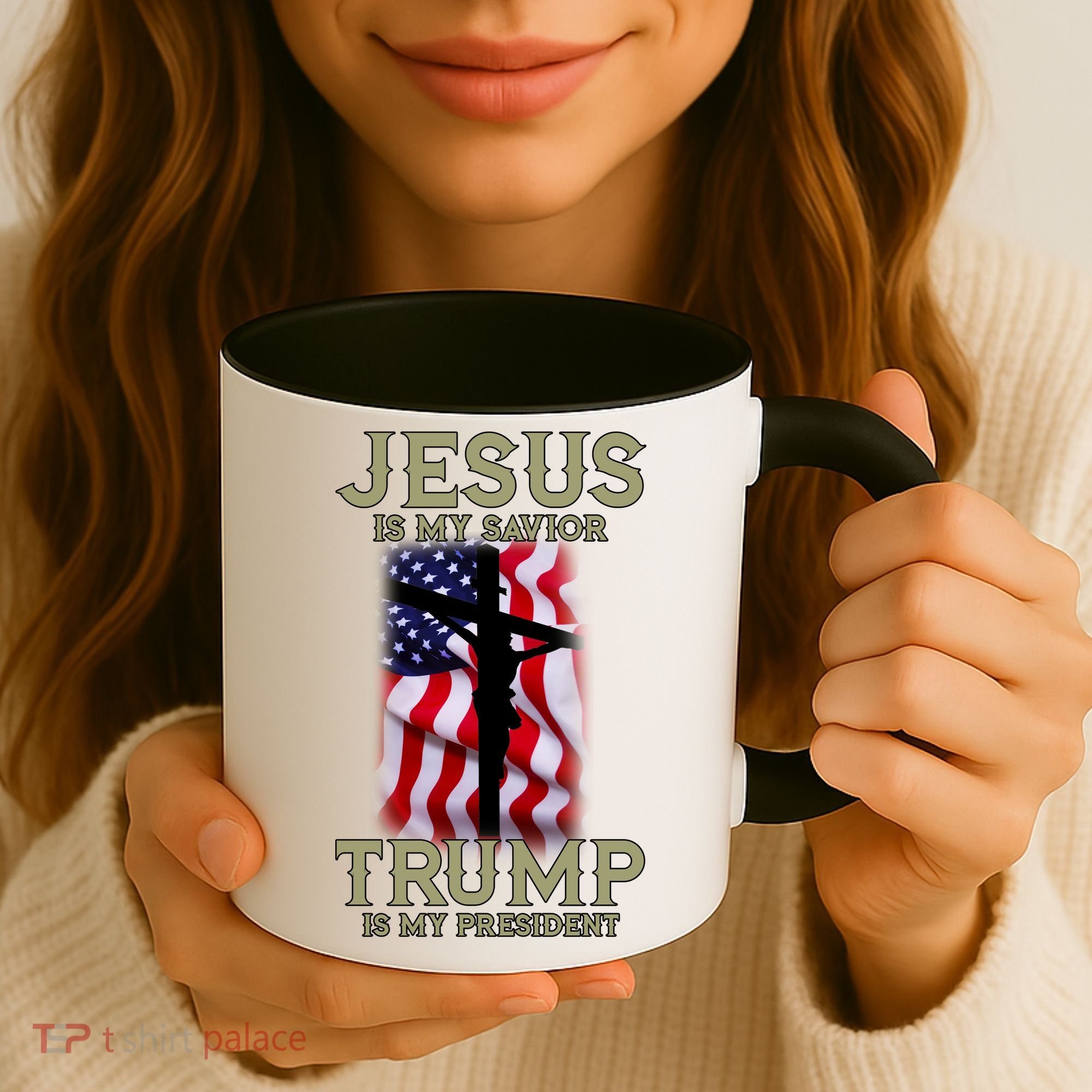 Jesus Is My Savior Trump Is My President American Cross Coffee Mug