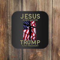 Jesus Is My Savior Trump Is My President American Cross Coaster thumb 0