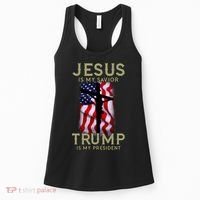 Jesus Is My Savior Trump Is My President American Cross Women's Tank Top thumb 0