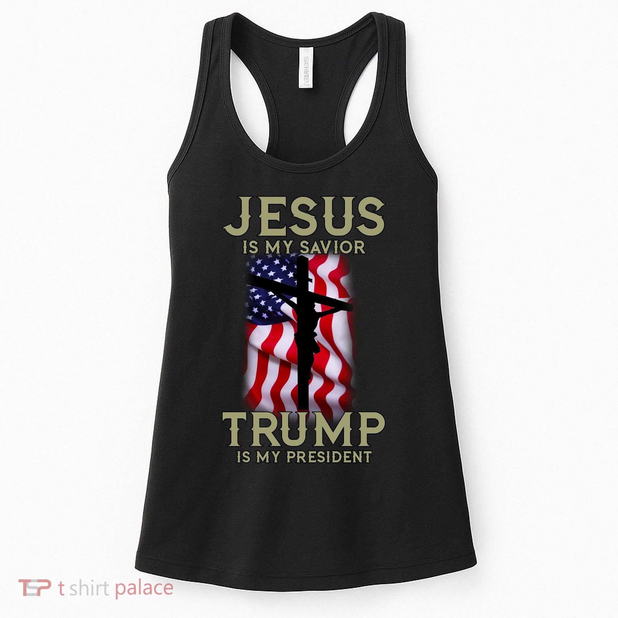 Jesus Is My Savior Trump Is My President American Cross Women's Tank Top