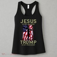 Jesus Is My Savior Trump Is My President American Cross Women's Tank Top thumb 3