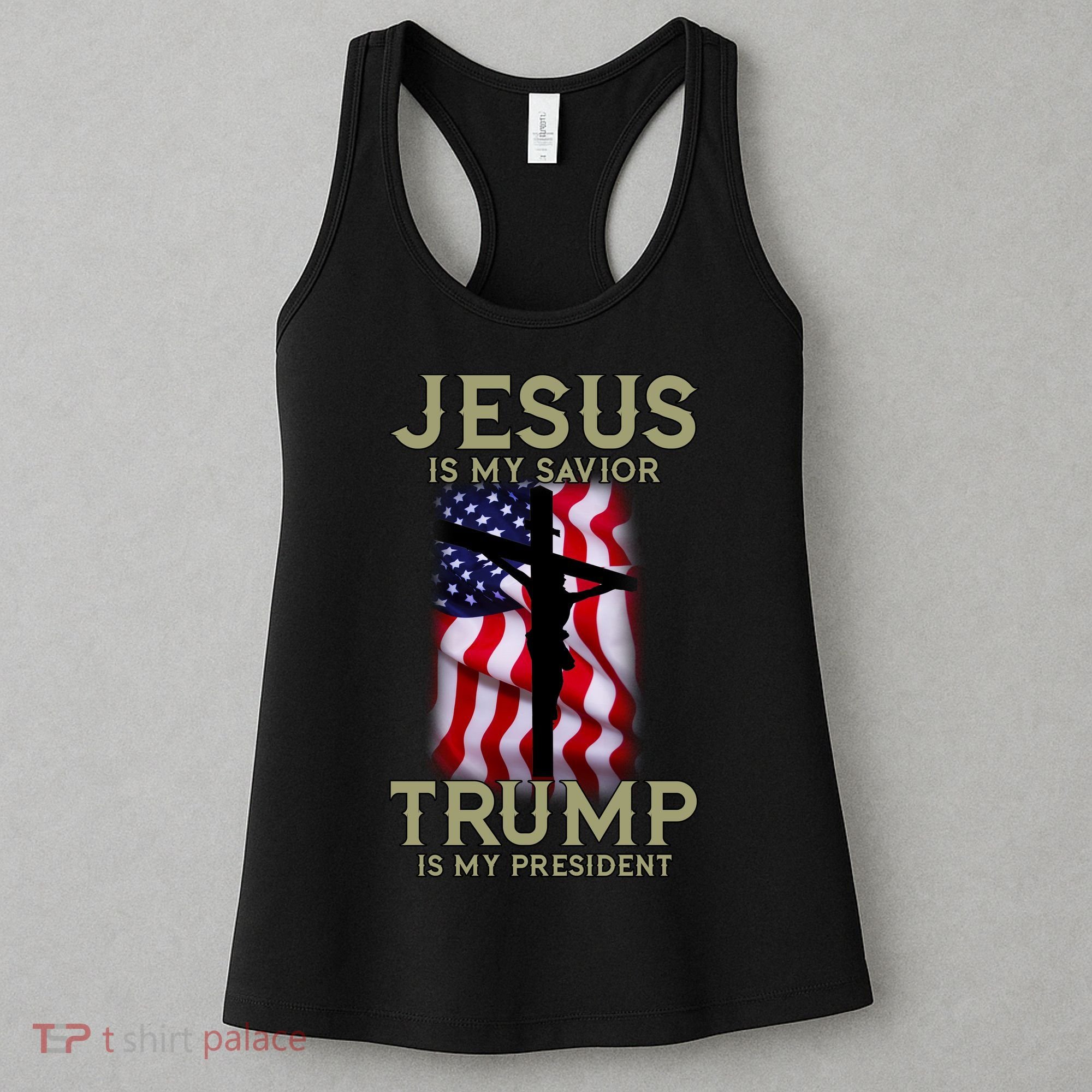 Jesus Is My Savior Trump Is My President American Cross Women's Tank Top