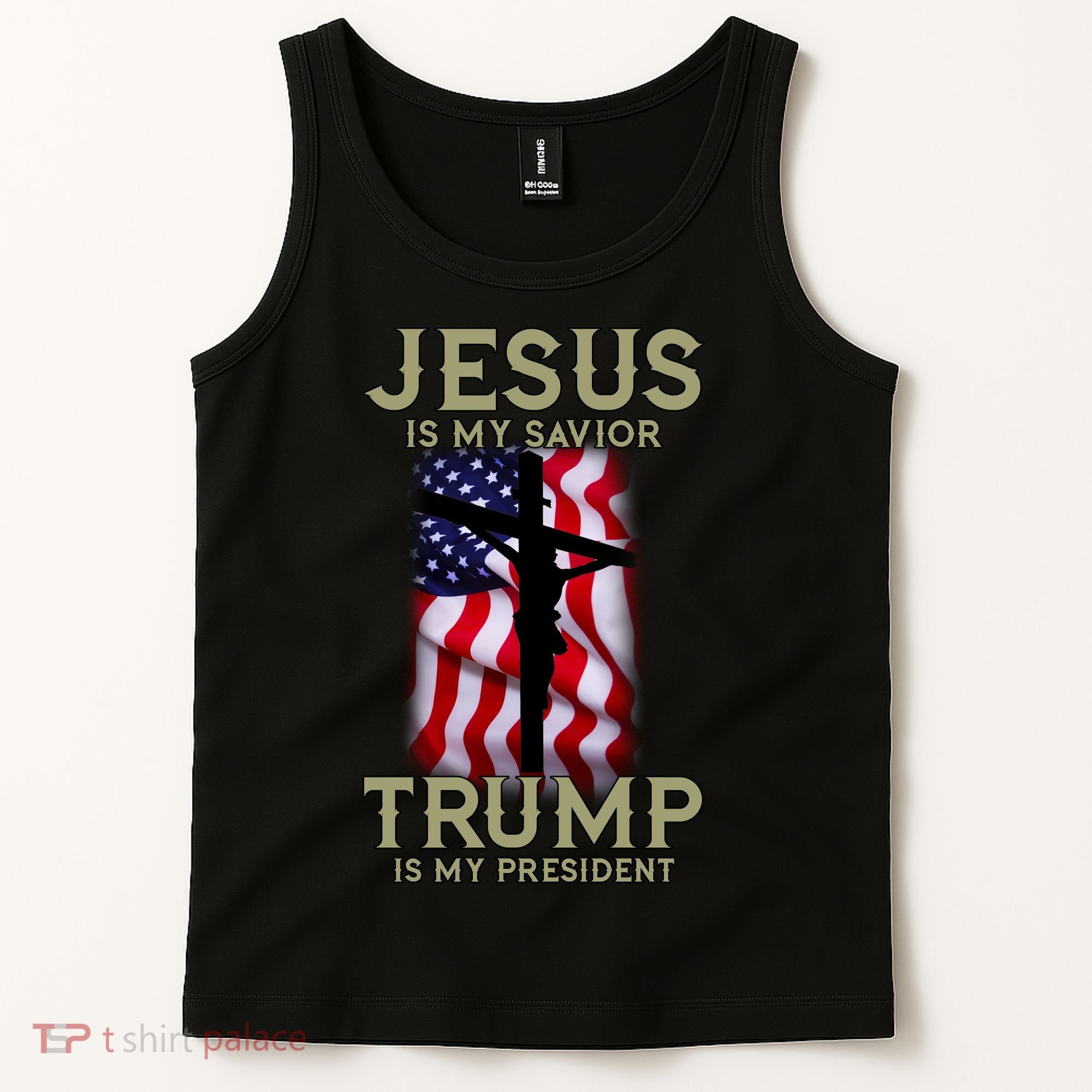 Jesus Is My Savior Trump Is My President American Cross Tank Top