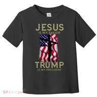 Jesus Is My Savior Trump Is My President American Cross Toddler T-Shirt thumb 0