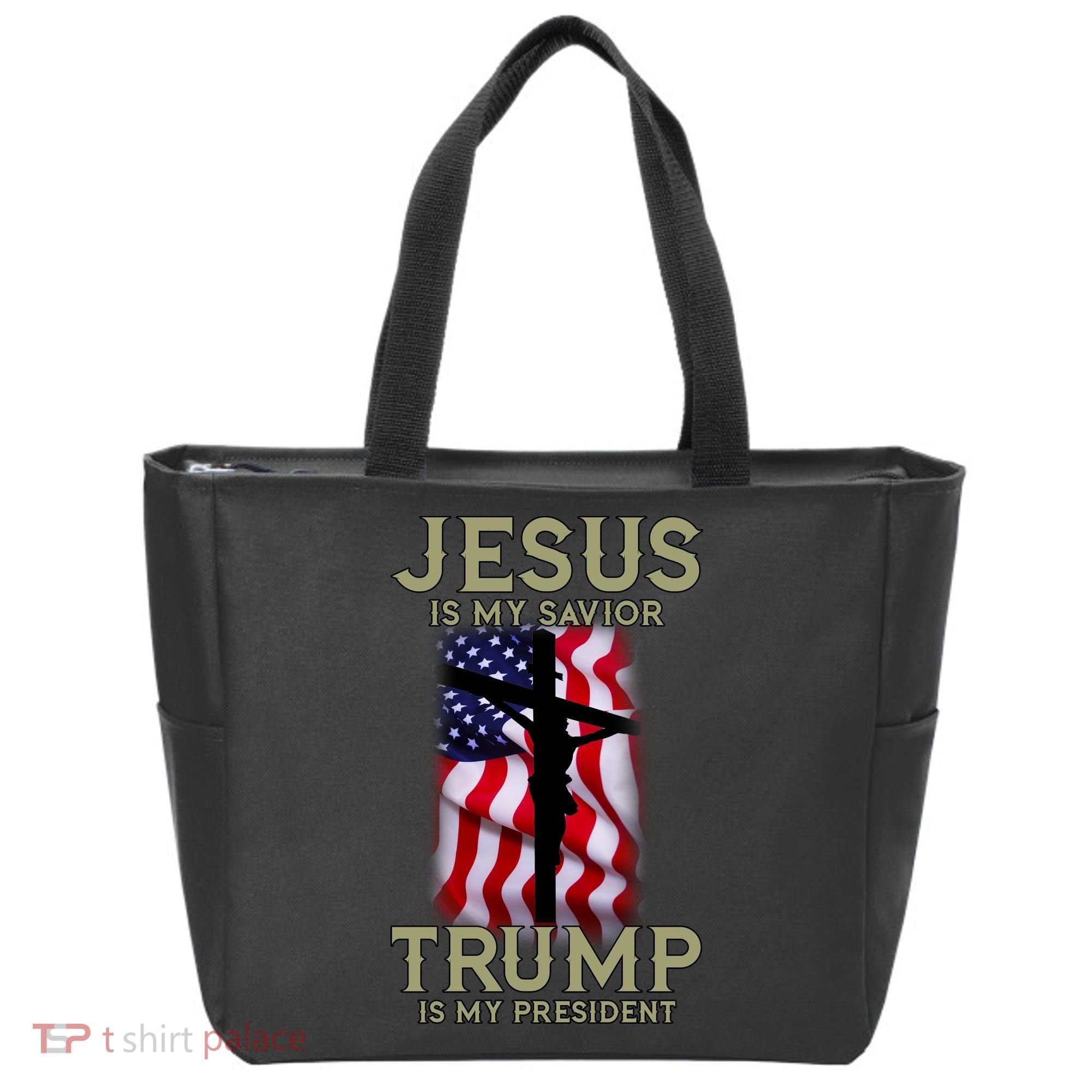 Jesus Is My Savior Trump Is My President American Cross Tote Bag