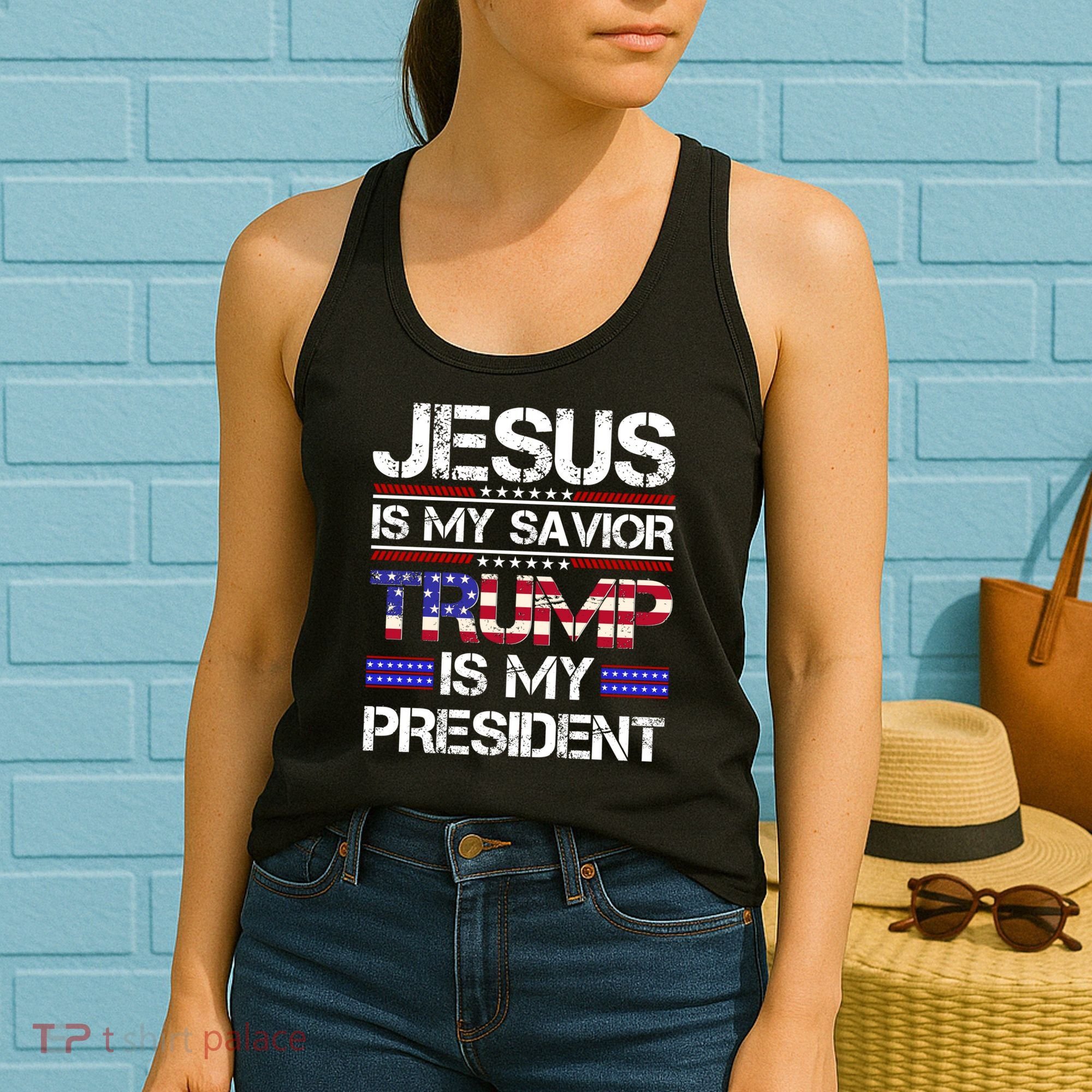 Jesus Is My Savior Trump Is My President Christian Women's Tank Top
