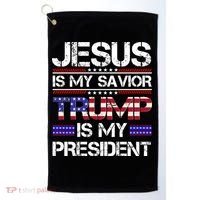 Jesus Is My Savior Trump Is My President Christian Golf Towel thumb 0