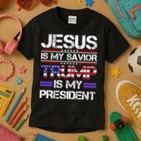 Jesus Is My Savior Trump Is My President Christian Kids T-Shirt thumb 3