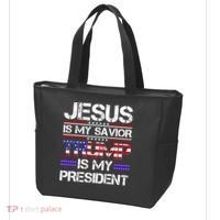 Jesus Is My Savior Trump Is My President Christian Tote Bag thumb 3