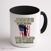 Jesus Is My Savior Trump Is My President Patriotic Flag Coffee Mug thumb 1