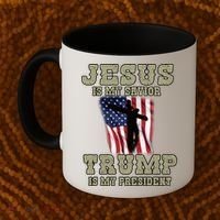 Jesus Is My Savior Trump Is My President Patriotic Flag Coffee Mug thumb 2