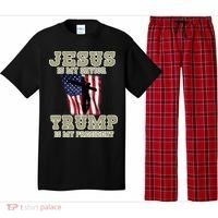 Jesus Is My Savior Trump Is My President Patriotic Flag Pajama Set thumb 0