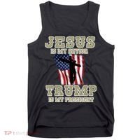 Jesus Is My Savior Trump Is My President Patriotic Flag Tank Top thumb 0