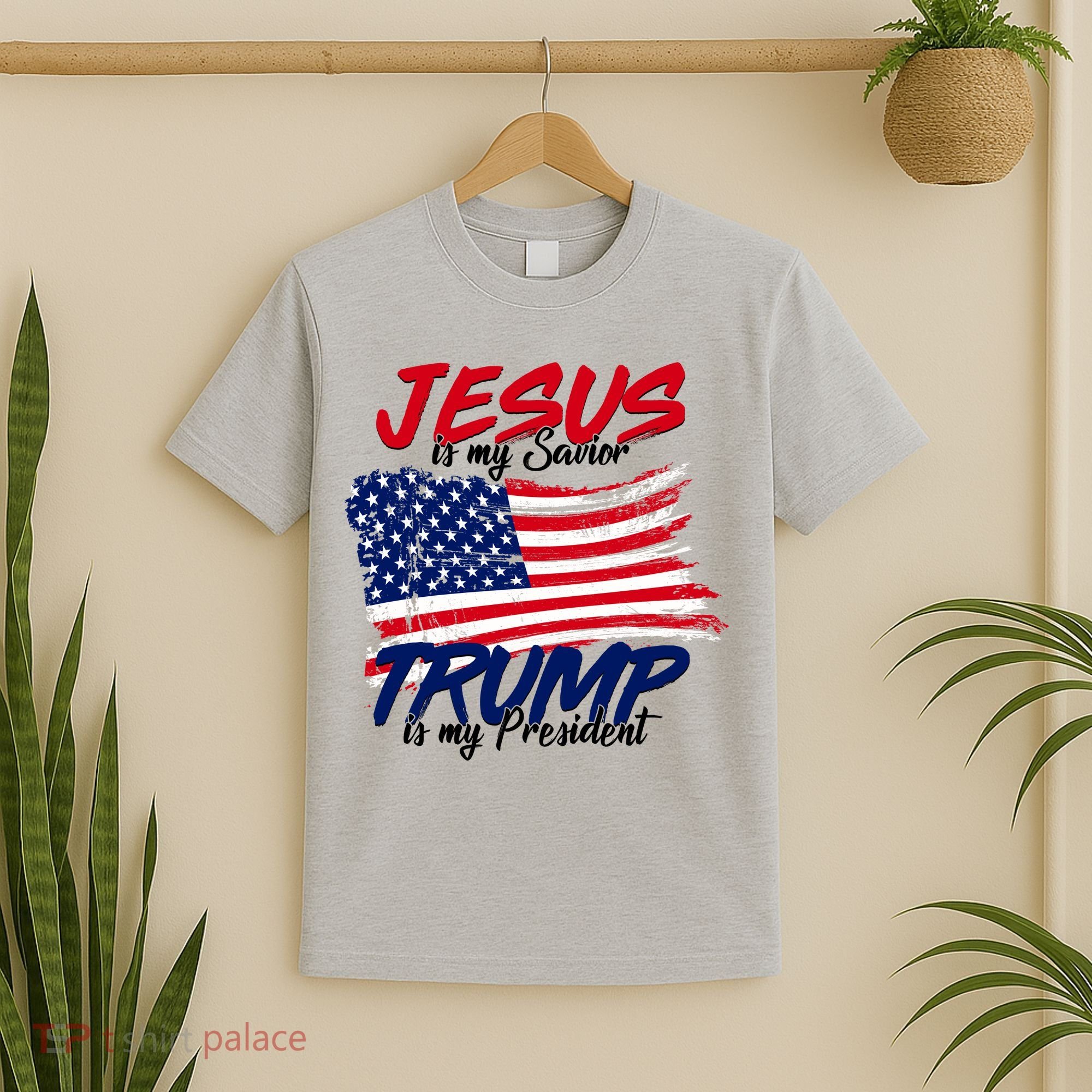 Jesus Is My Savior Trump Is My President USA Flag T-Shirt