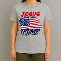 Jesus Is My Savior Trump Is My President USA Flag T-Shirt thumb 4