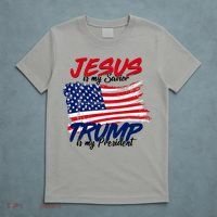 Jesus Is My Savior Trump Is My President USA Flag T-Shirt thumb 5