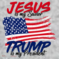 Jesus Is My Savior Trump Is My President USA Flag T-Shirt thumb 7