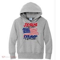 Jesus Is My Savior Trump Is My President USA Flag Kids Hoodie thumb 0