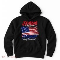 Jesus Is My Savior Trump Is My President USA Flag Hoodie thumb 0