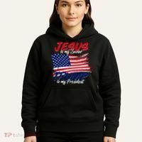 Jesus Is My Savior Trump Is My President USA Flag Hoodie thumb 5