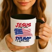 Jesus Is My Savior Trump Is My President USA Flag Coffee Mug thumb 3