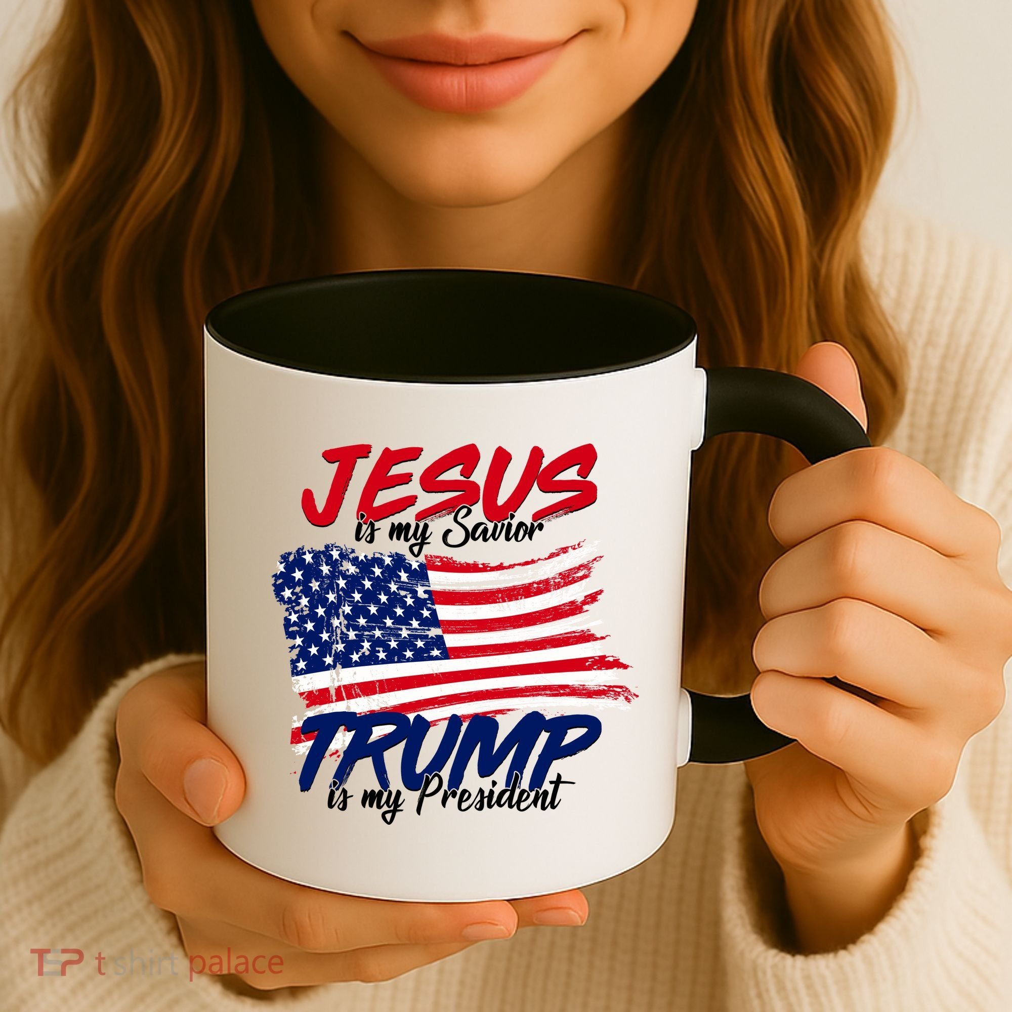 Jesus Is My Savior Trump Is My President USA Flag Coffee Mug