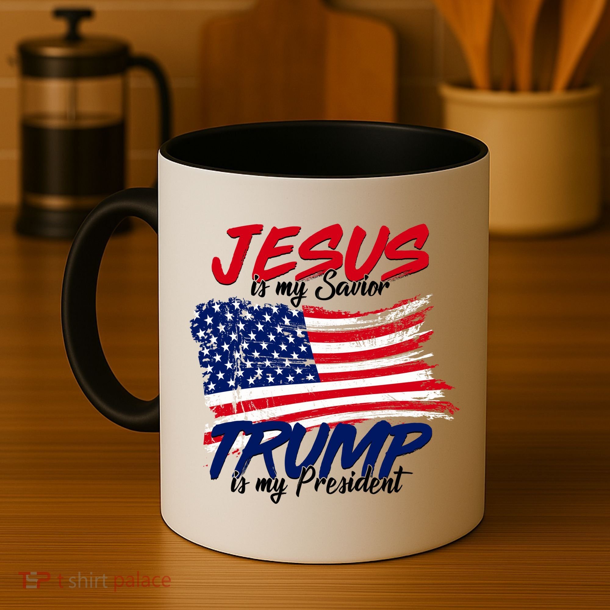 Jesus Is My Savior Trump Is My President USA Flag Coffee Mug