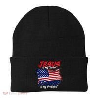 Jesus Is My Savior Trump Is My President USA Flag Beanie thumb 0