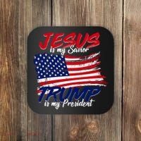 Jesus Is My Savior Trump Is My President USA Flag Coaster thumb 0