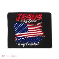 Jesus Is My Savior Trump Is My President USA Flag Mousepad thumb 0