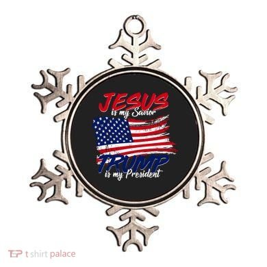 Jesus Is My Savior Trump Is My President USA Flag Ornament